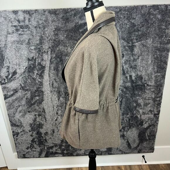 Agnona Cashmere Silk Leather Cardigan Jacket Women's 46 Brown Made In Italy NWOT - Picture 10 of 15